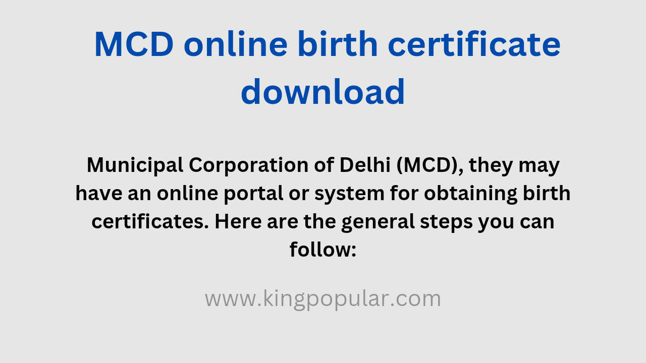 MCD online birth certificate download